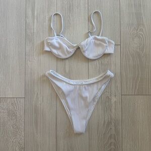White Ribbed Bikini Set